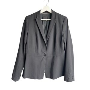 Banana Republic Womens Black Wool Blend Single Button Tailored Blazer Size 14